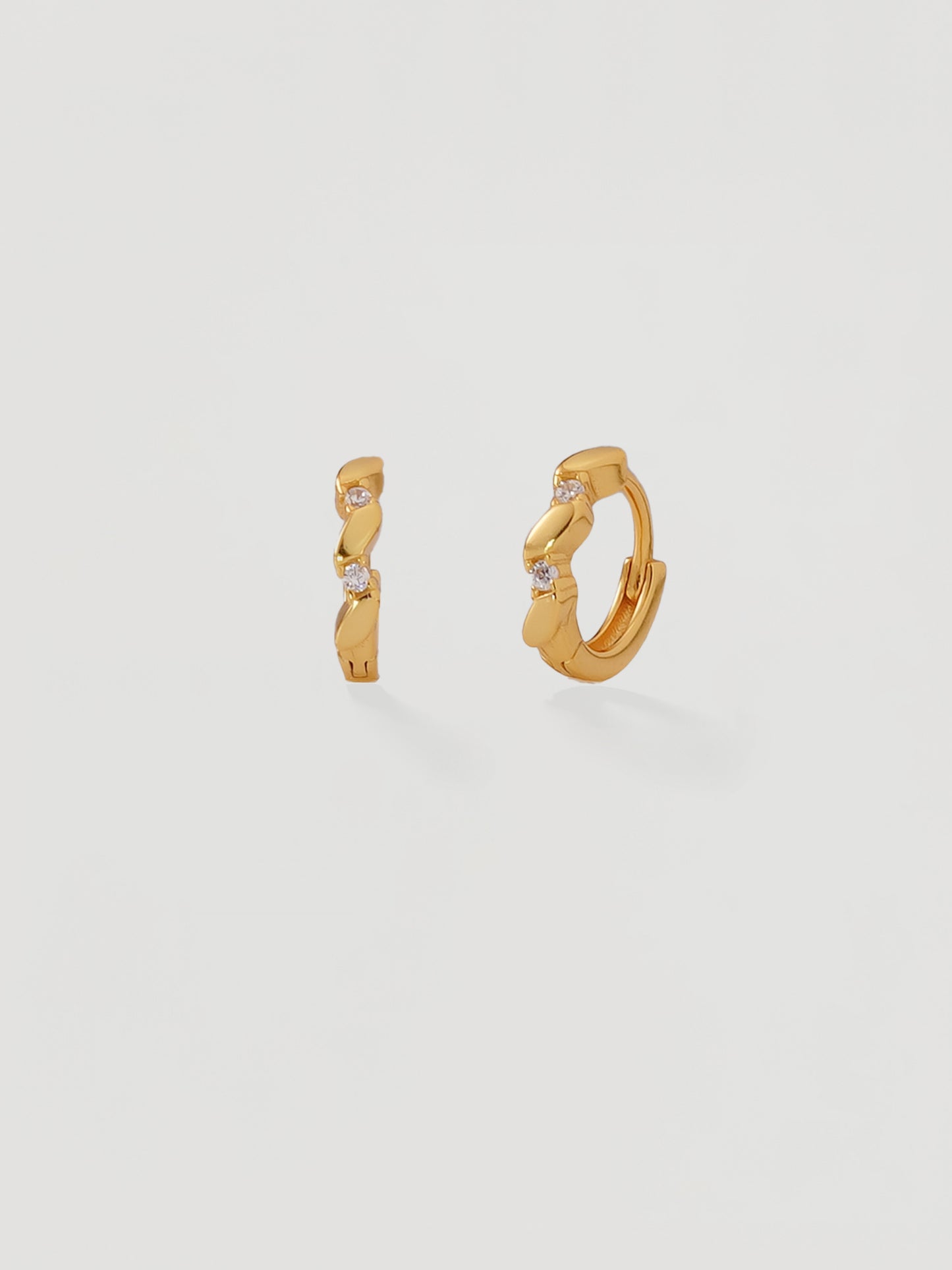 Gold Twisted Crystal Pavé Huggie Hoops