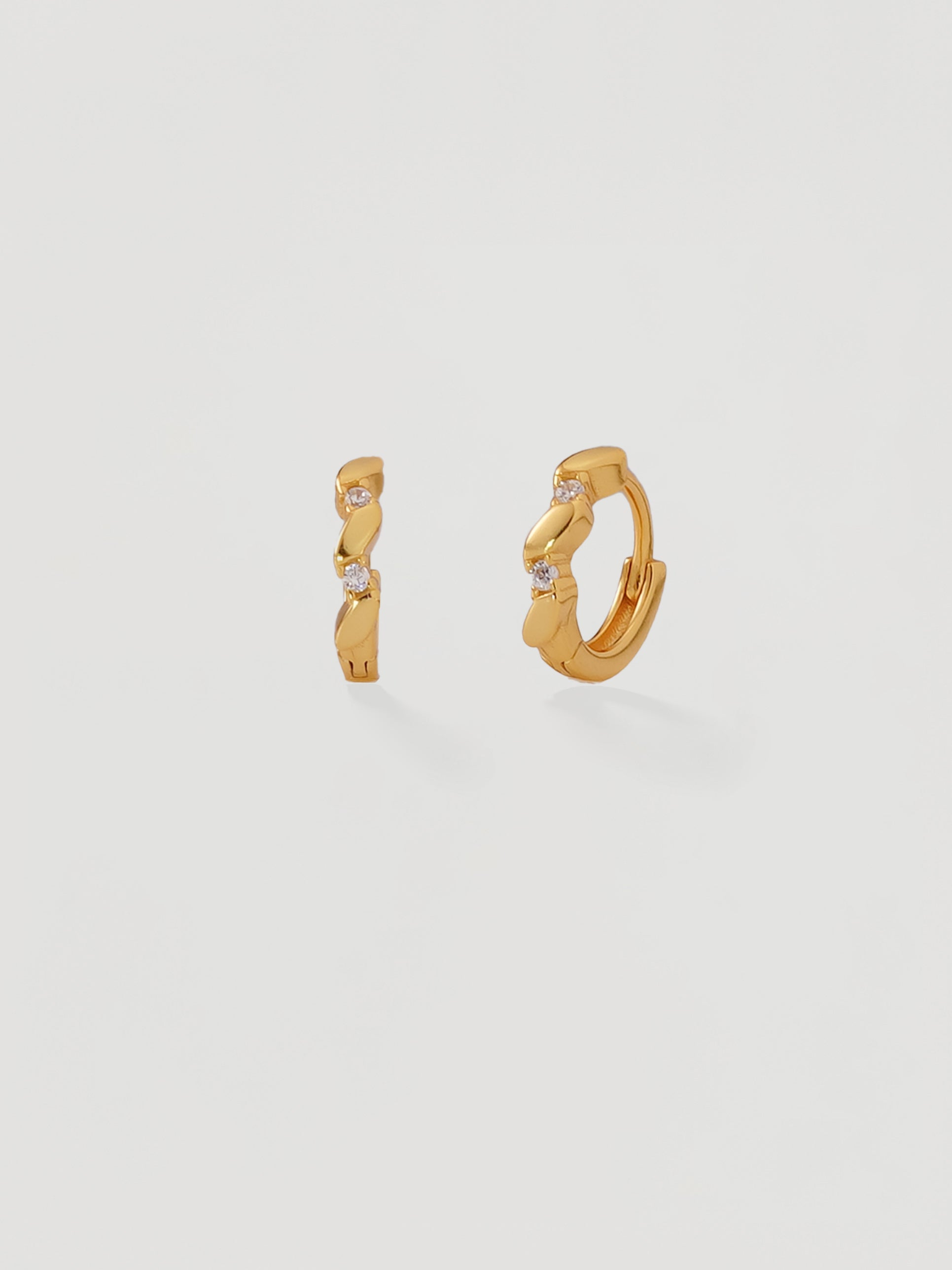 Gold Twisted Crystal Pavé Huggie Hoops