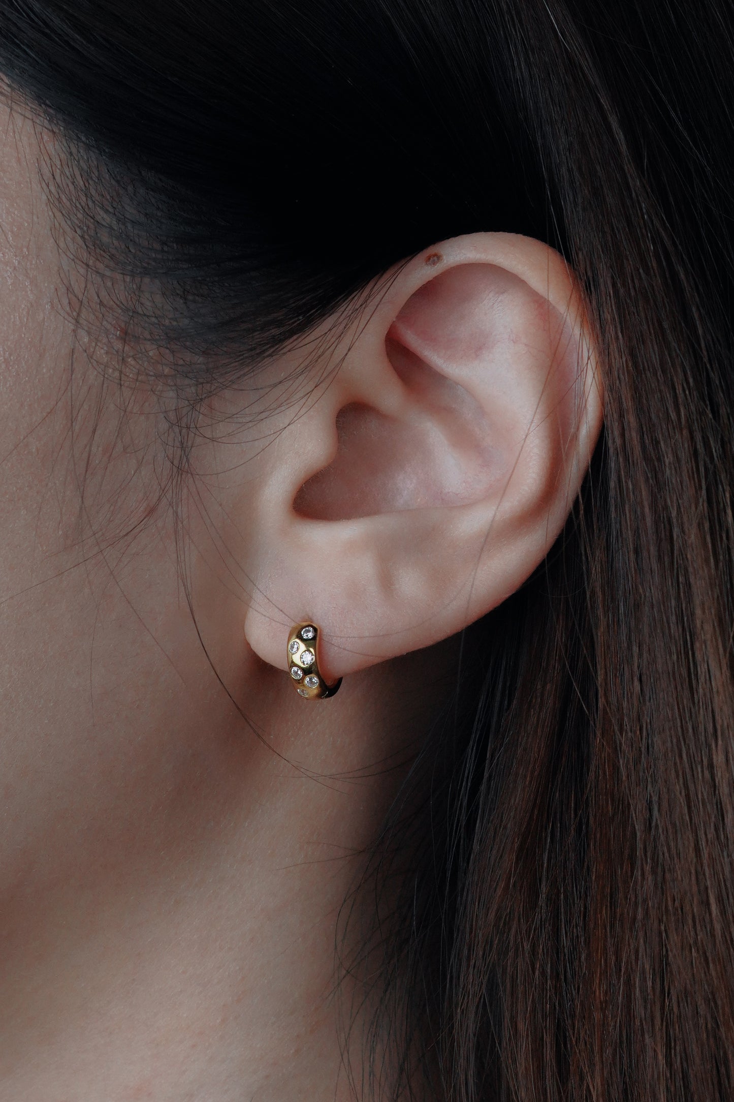Bold Gold Crystal Pavé Chunky Huggie Hoops