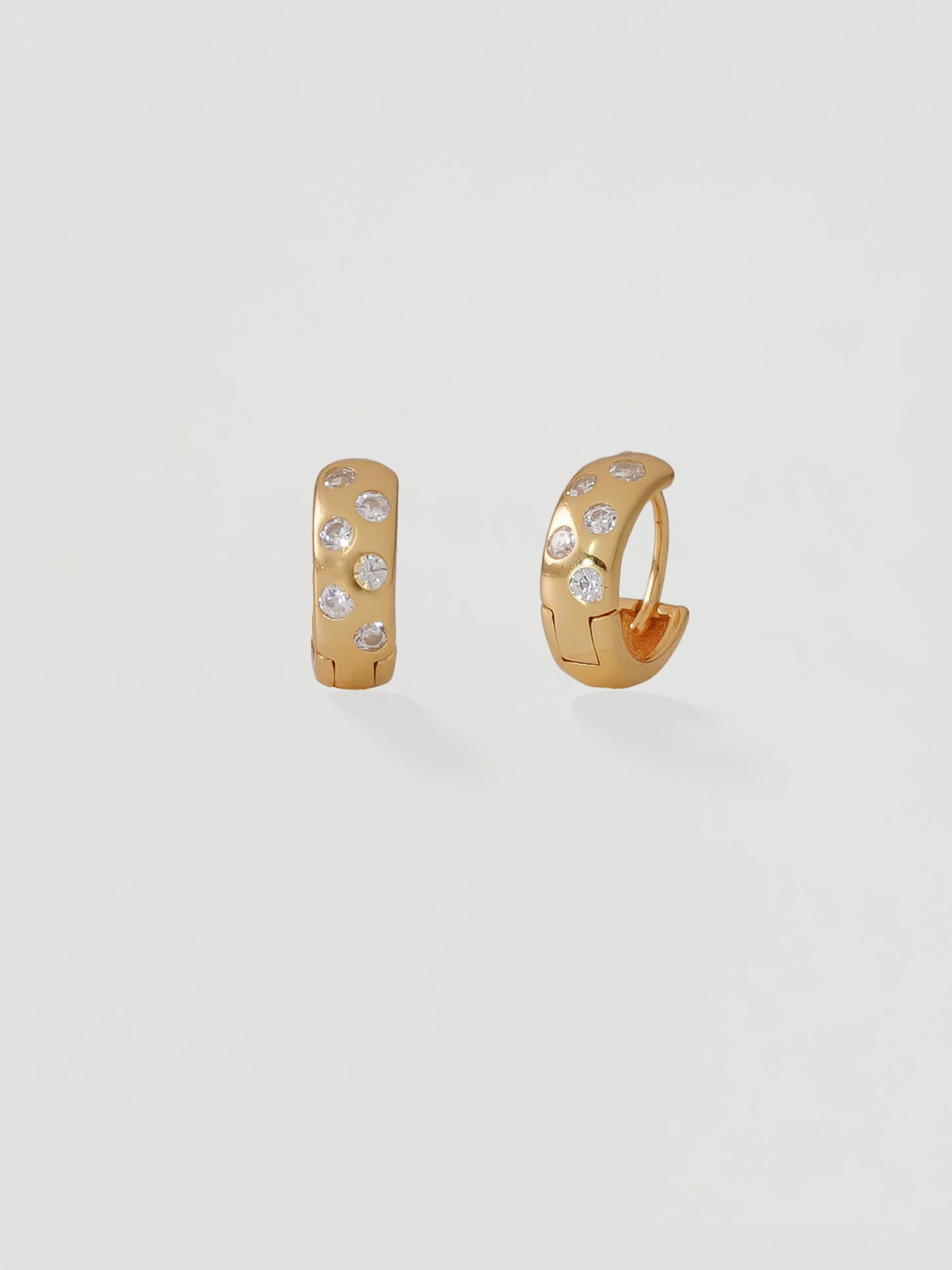 Bold Gold Crystal Pavé Chunky Huggie Hoops