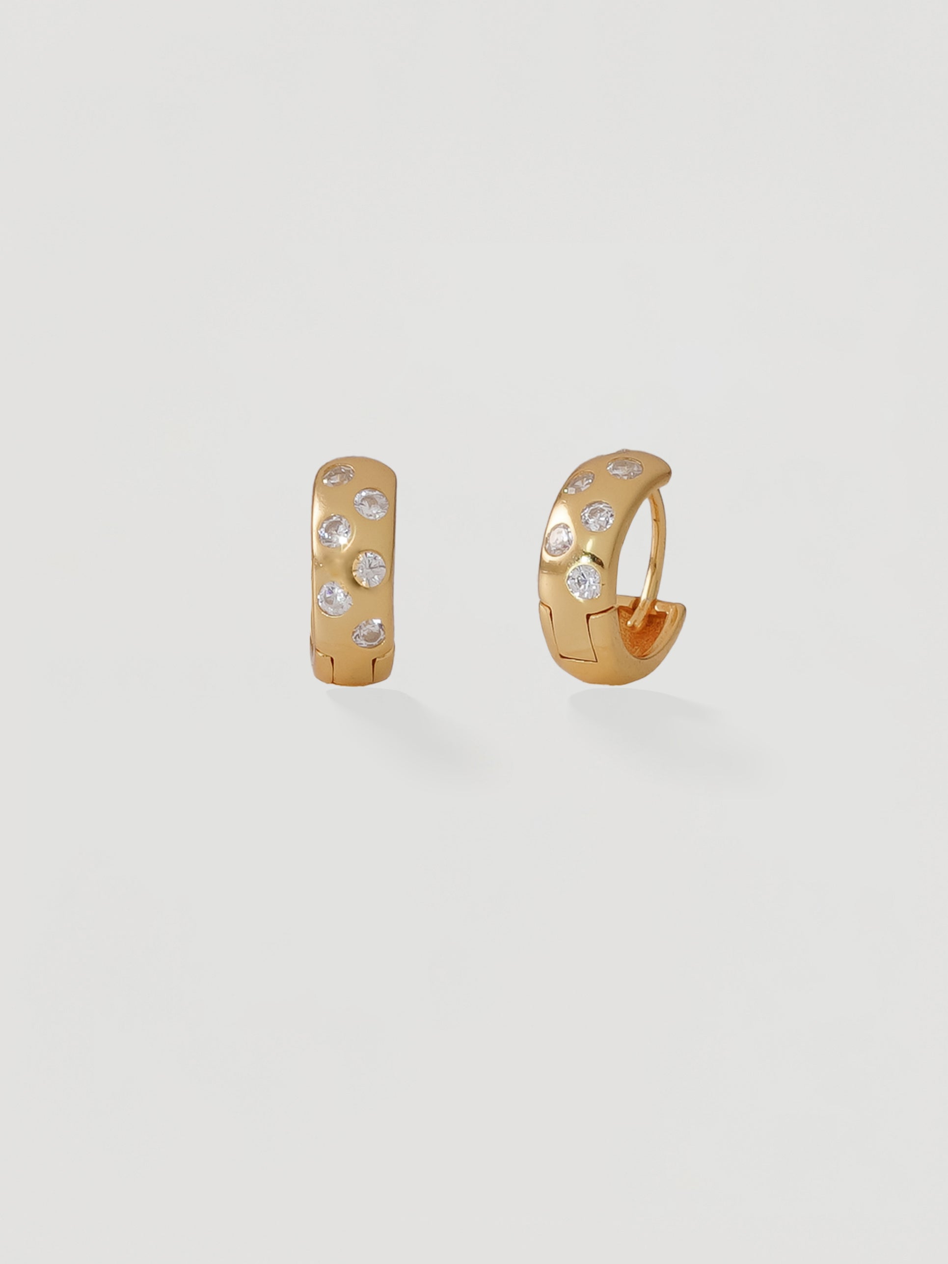 Bold Gold Crystal Pavé Chunky Huggie Hoops