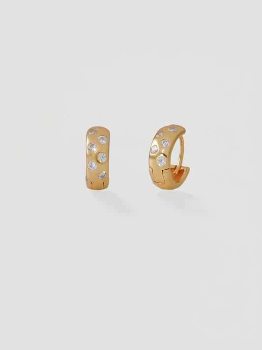 Bold Gold Crystal Pavé Chunky Huggie Hoops