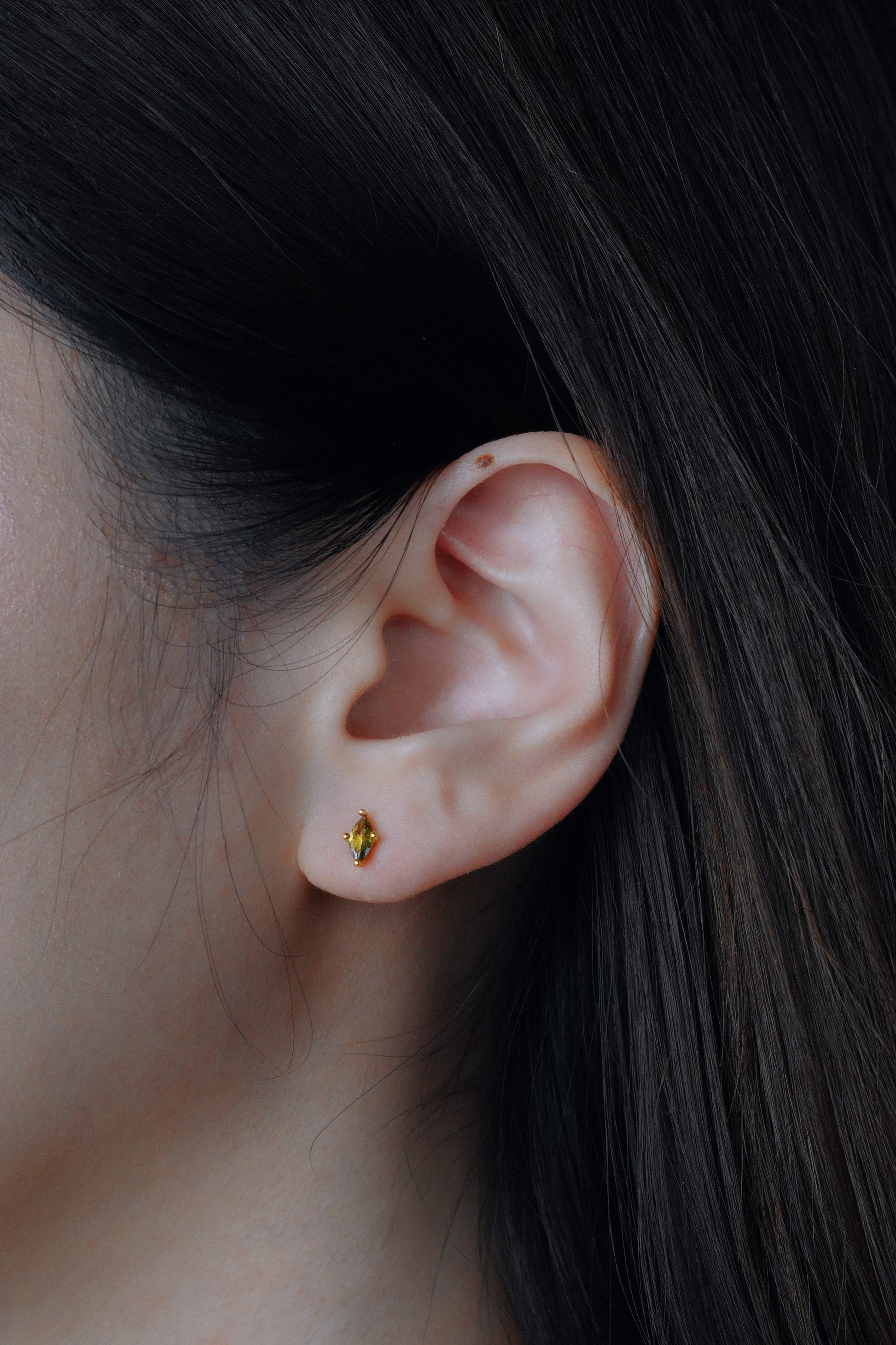 Dainty Gold Olive Marquise Crystal Stud Earrings