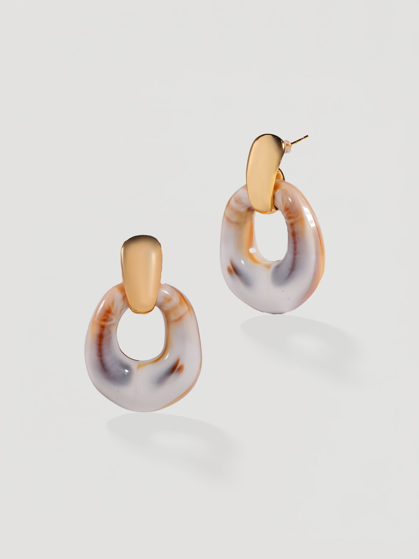 Modern Marbled Resin Open Drop Earrings