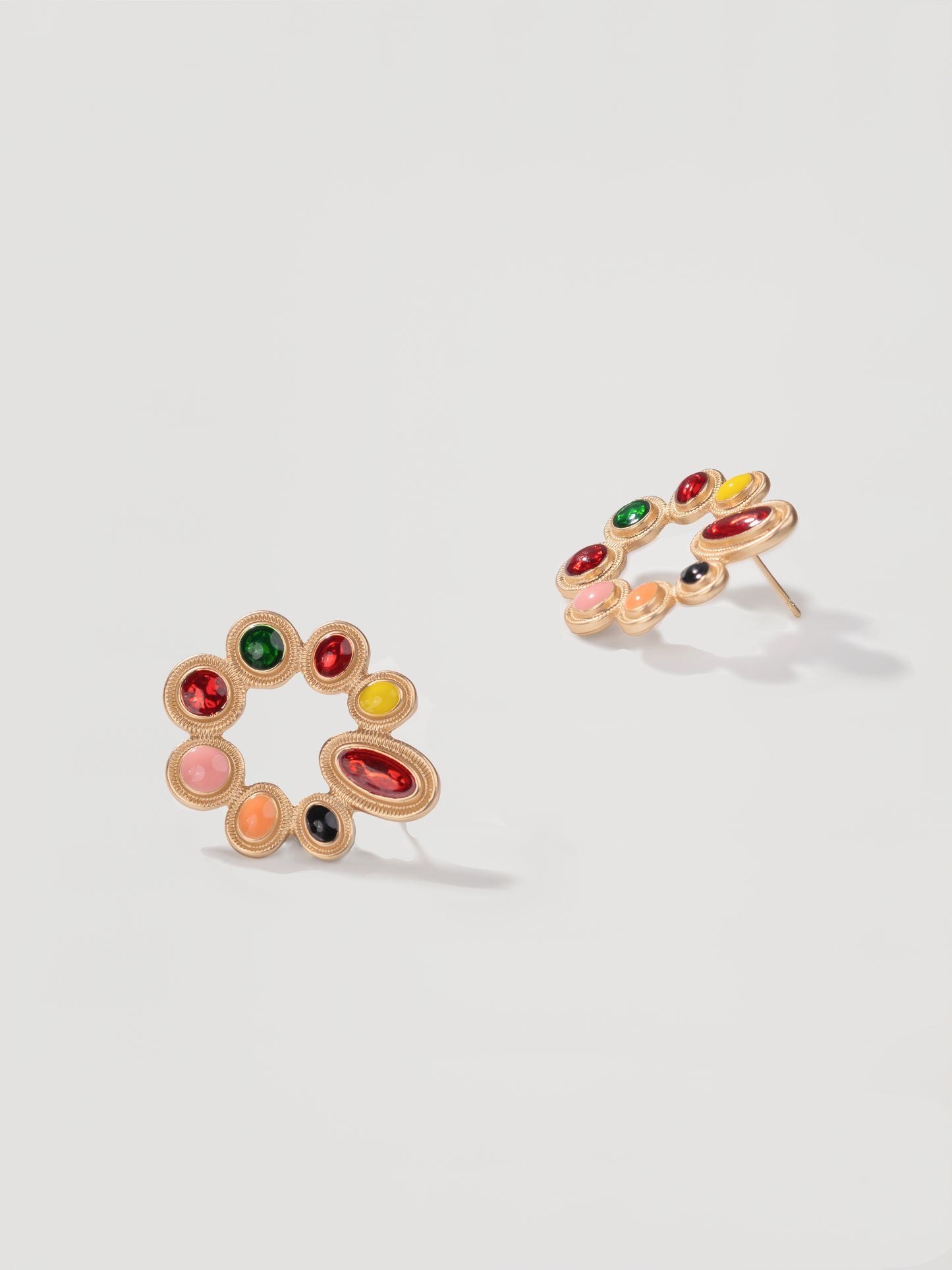 Whimsical Gold Multicolour Crystal Wreath Studs