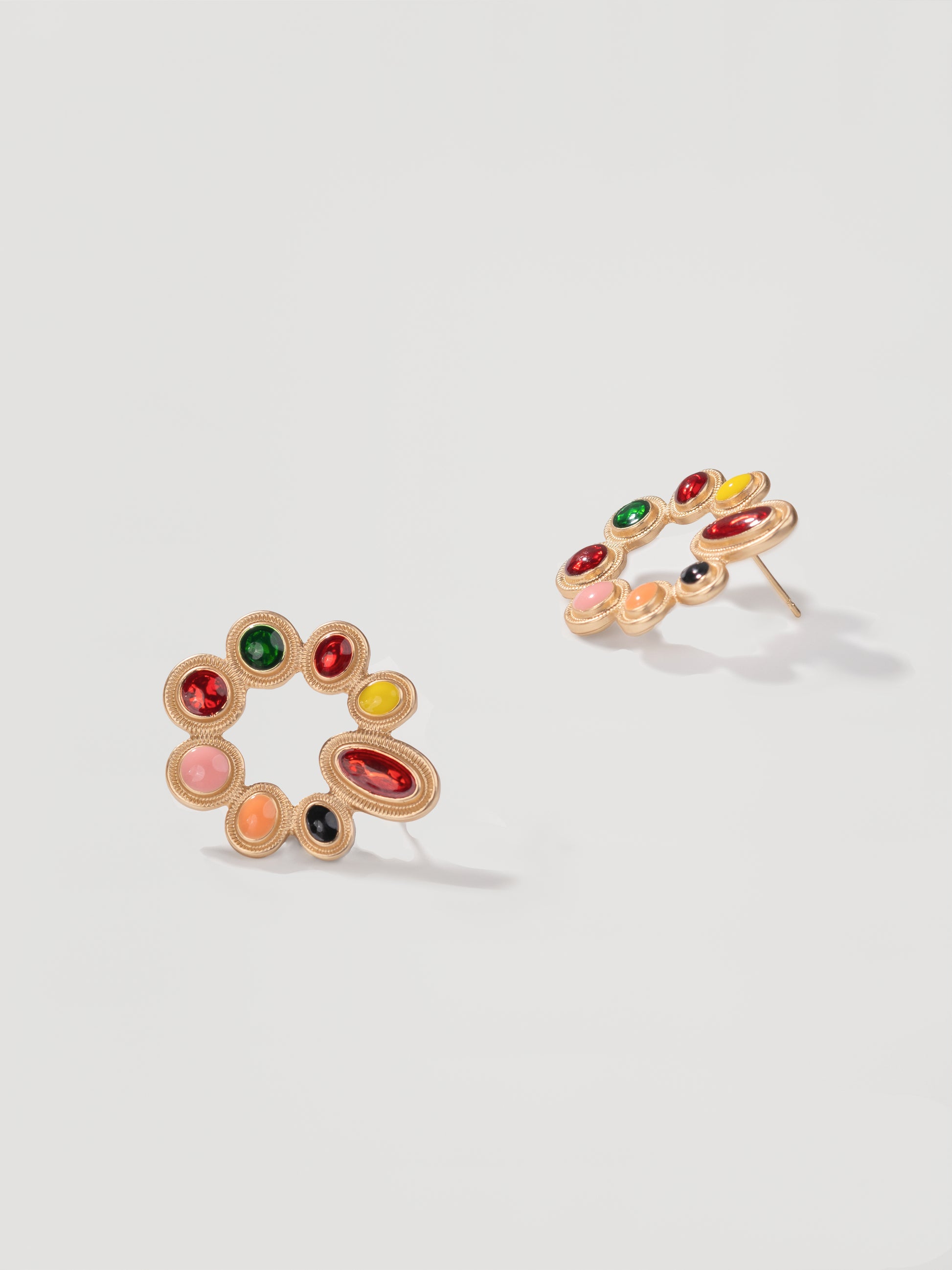 Whimsical Gold Multicolour Crystal Wreath Studs