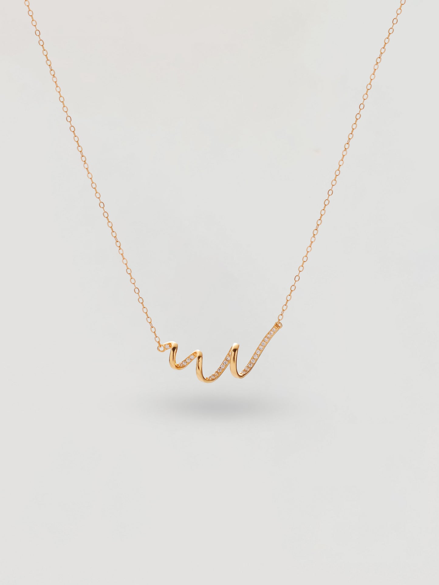 Dainty Gold Scribble Wave Crystal Necklace