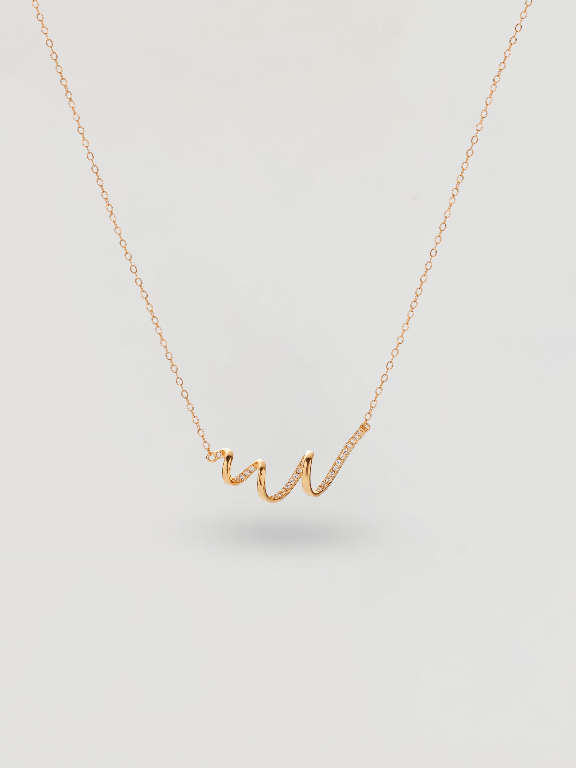 Dainty Gold Scribble Wave Crystal Necklace