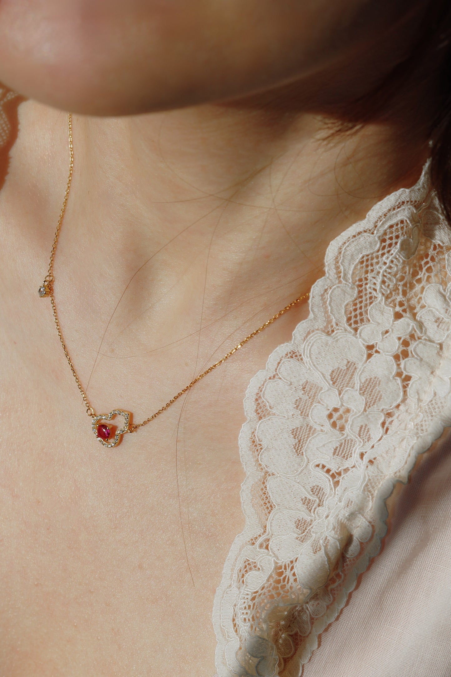 Lucky Gold Gourd & Pink Crystal Necklace