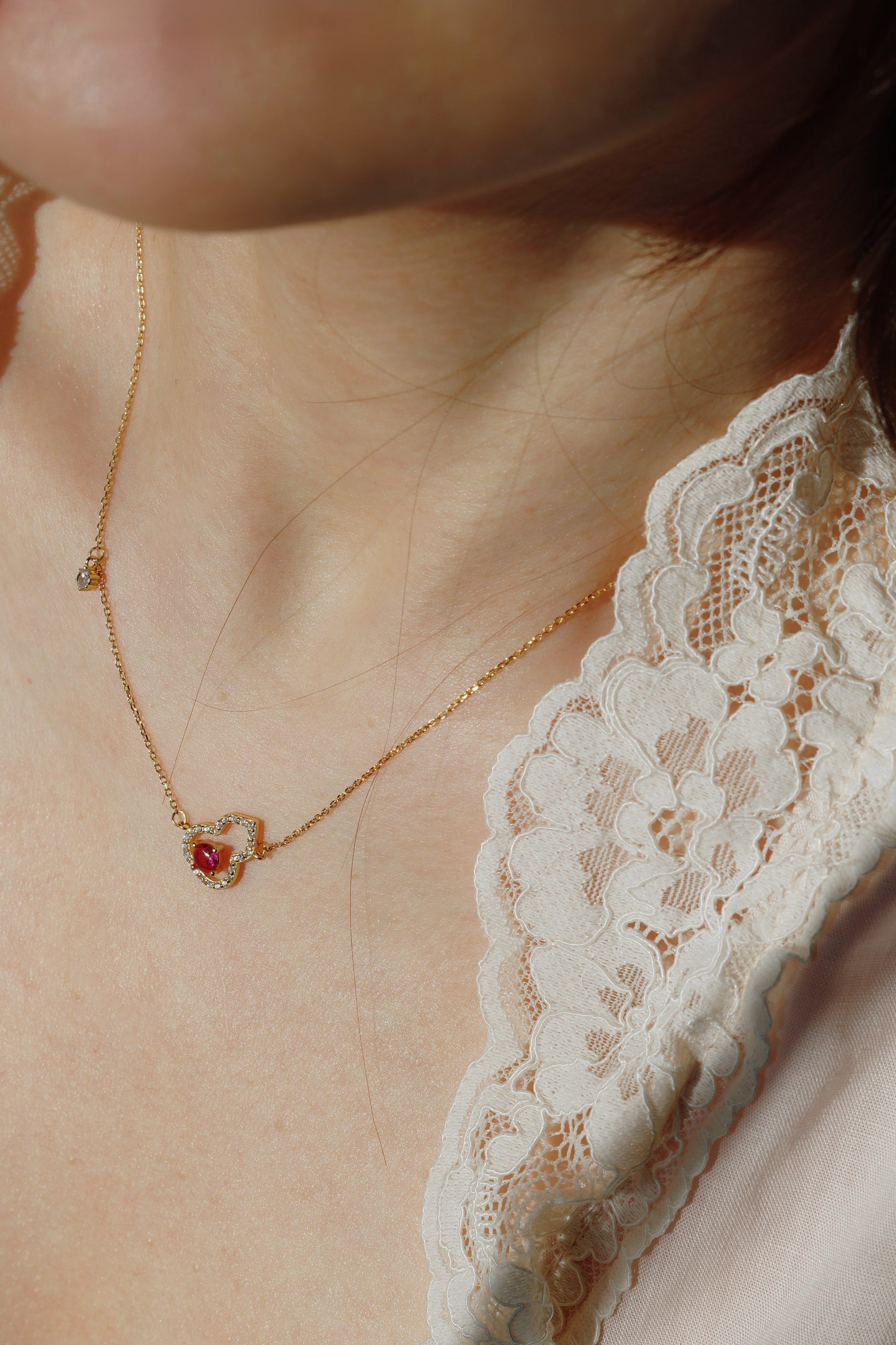 Lucky Gold Gourd & Pink Crystal Necklace