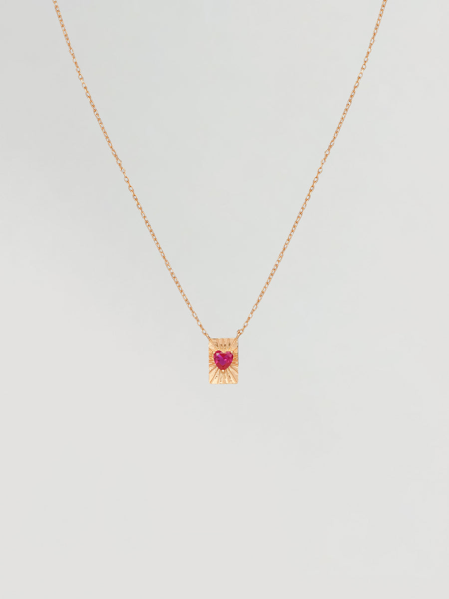 Gold Heart Tag Pendant Necklace