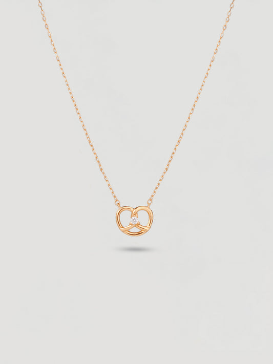 Dainty Gold Love-Knot Crystal Necklace