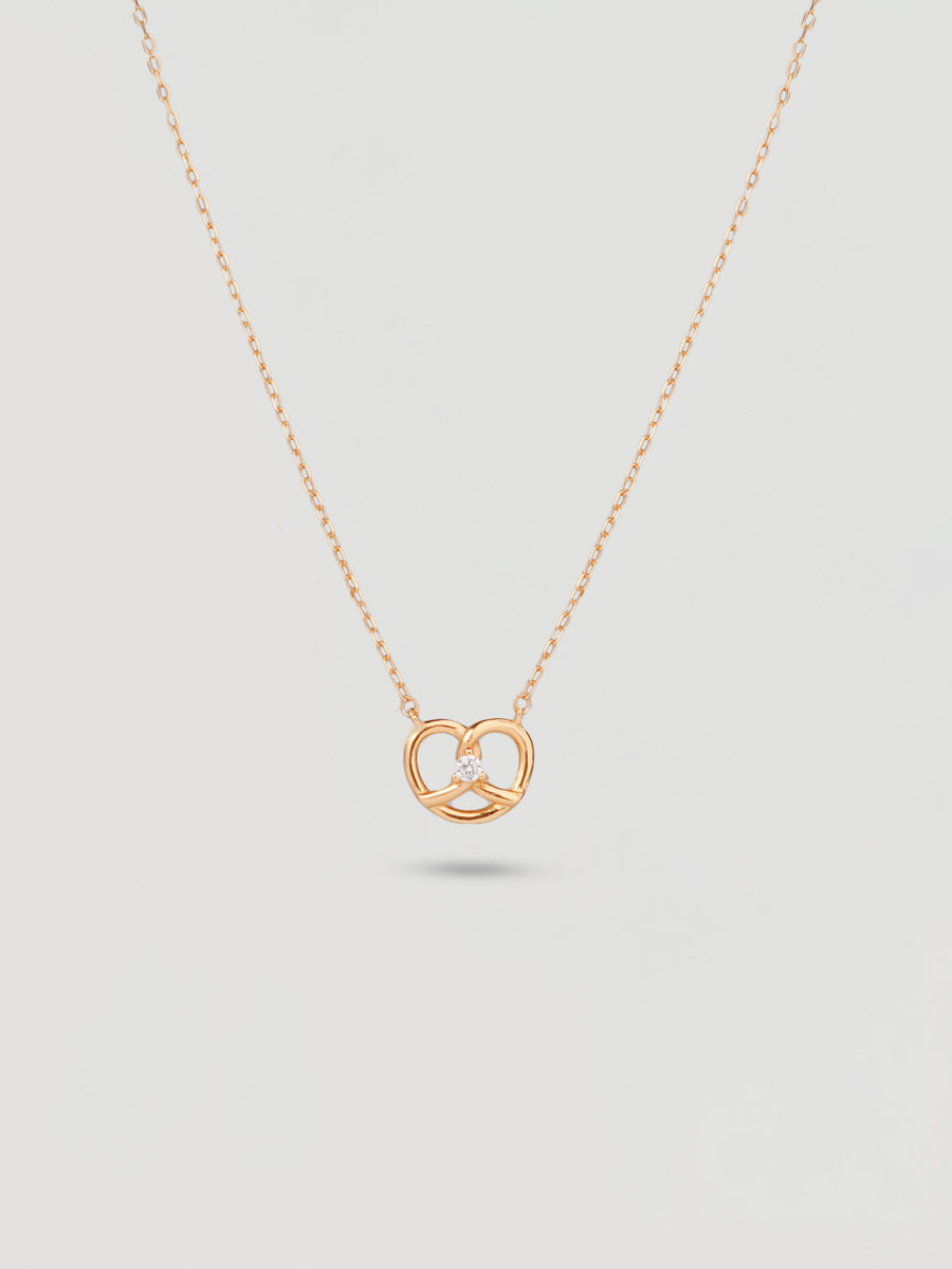 Dainty Gold Love-Knot Crystal Necklace