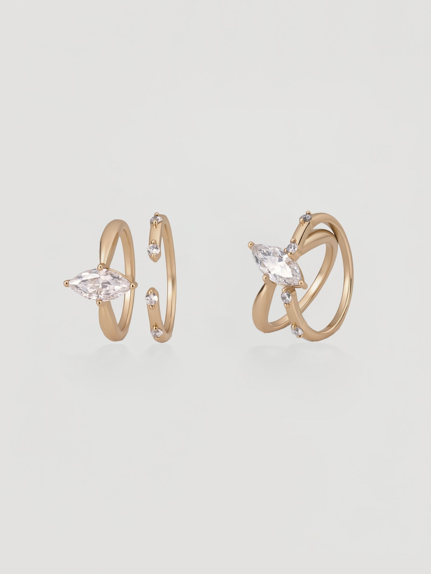 Dainty Gold Marquise & Scattered Crystal Ring