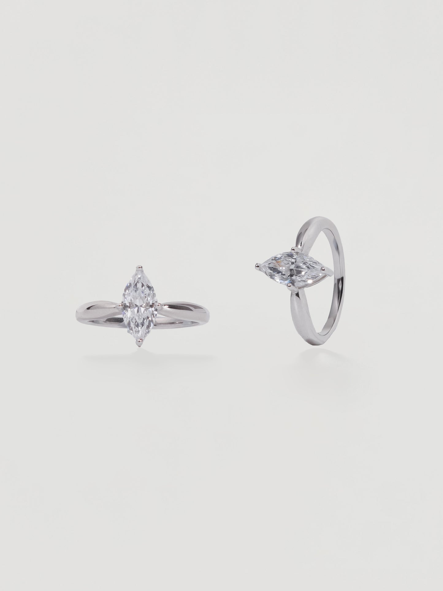 Classic Silver Marquise Crystal Solitaire Ring