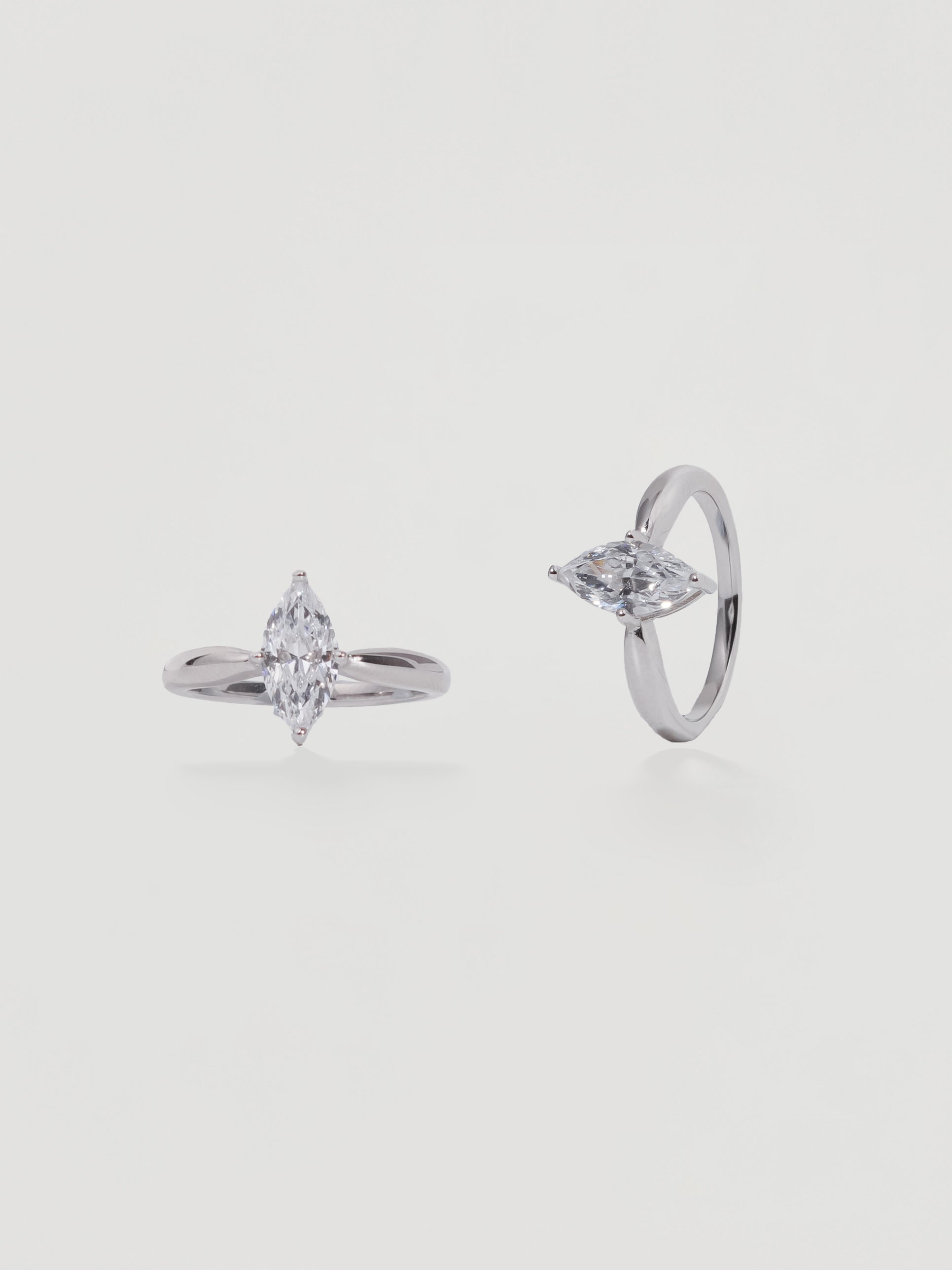 Classic Silver Marquise Crystal Solitaire Ring