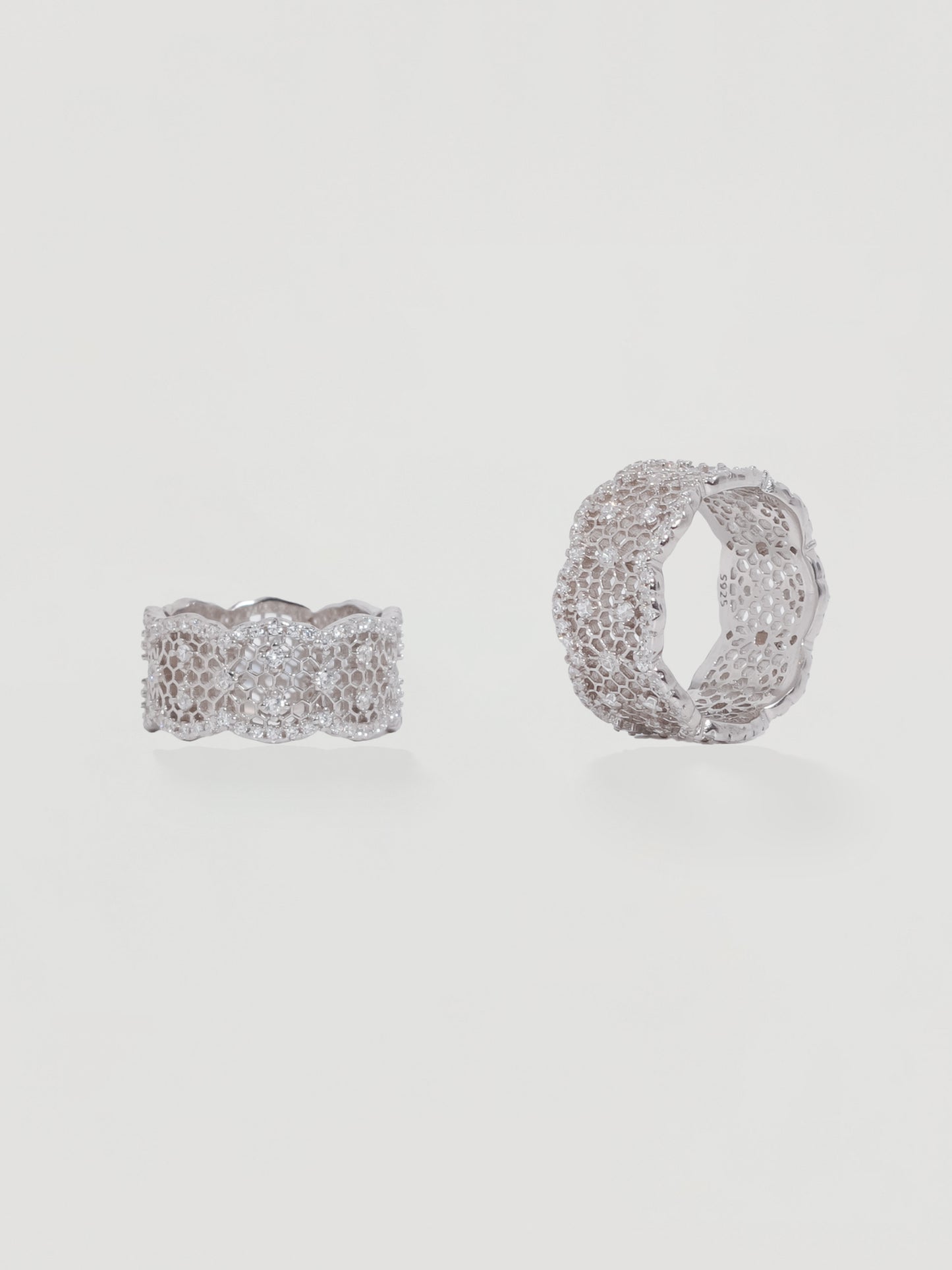 Vintage Silver Lace Pavé Band Ring