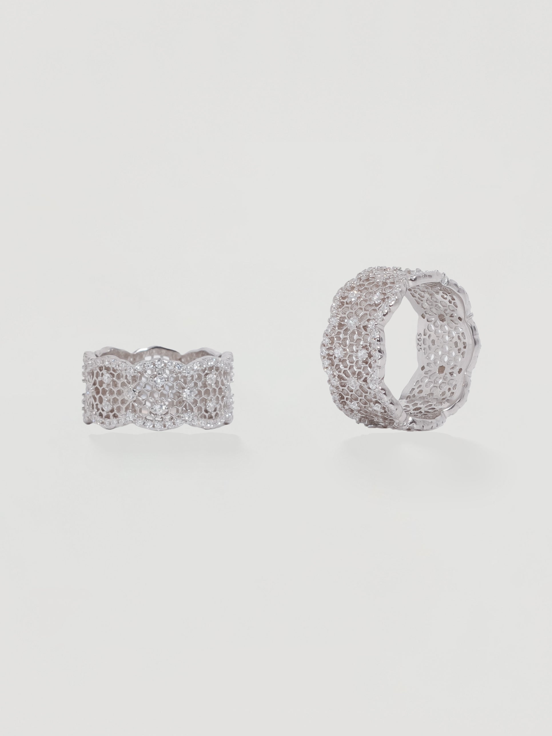 Vintage Silver Lace Pavé Band Ring