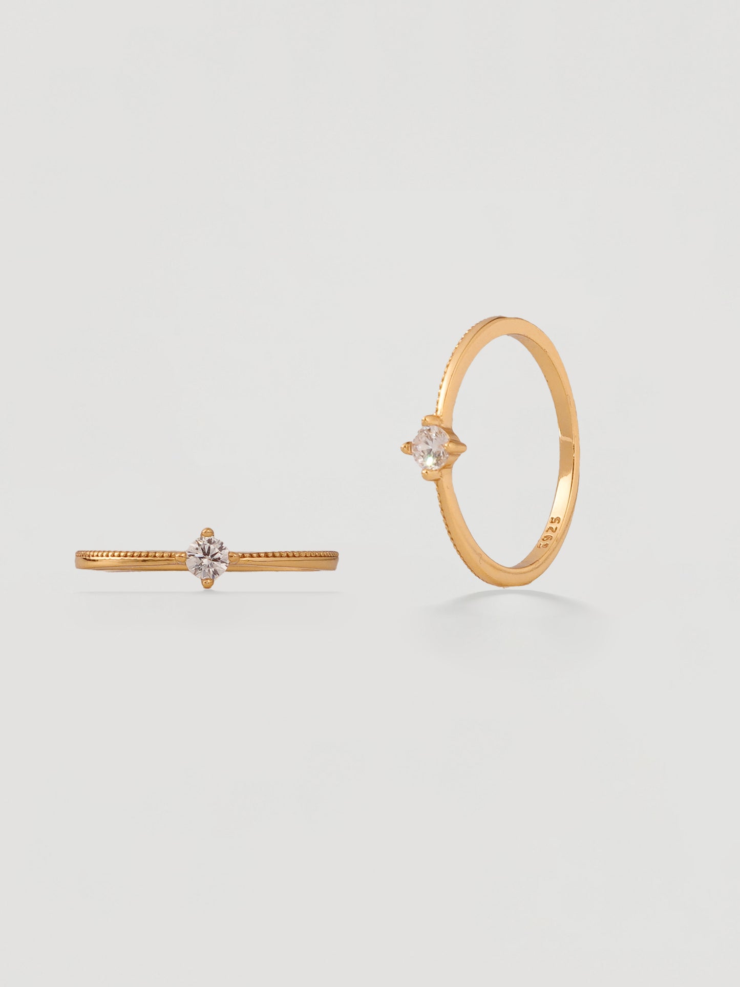 Dainty Gold Petite Crystal Solitaire Ring