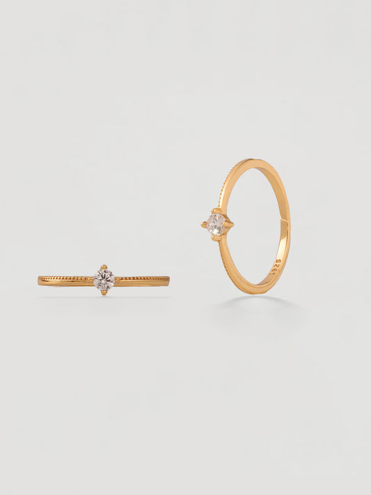 Dainty Gold Petite Crystal Solitaire Ring