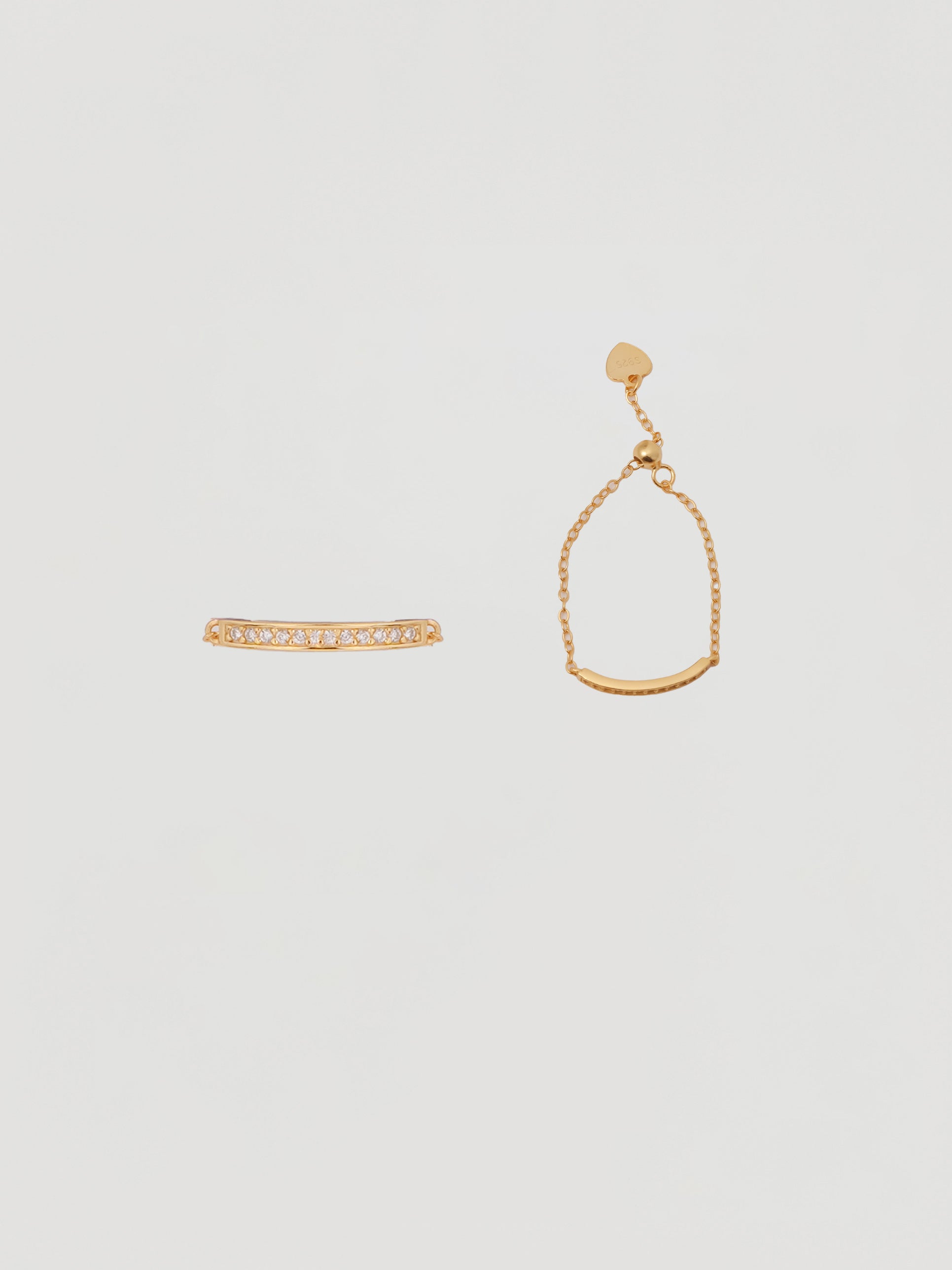 Delicate Gold Pavé Bar Chain Ring