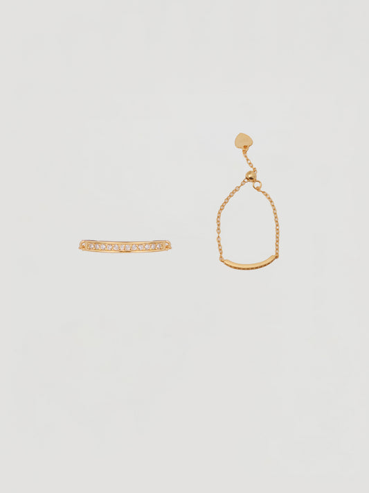 Delicate Gold Pavé Bar Chain Ring