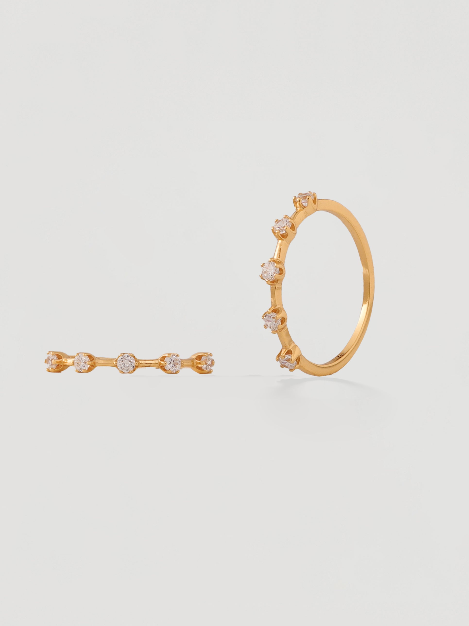 Dainty Gold Five-Crystal Stacking Ring