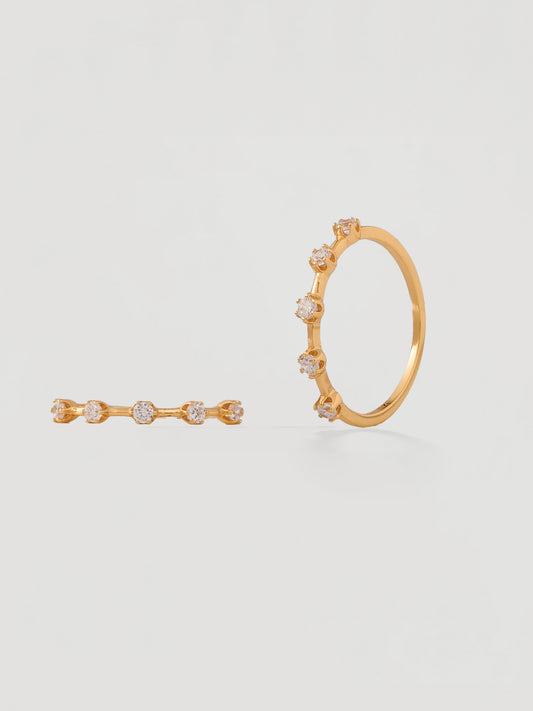 Dainty Gold Five-Crystal Stacking Ring