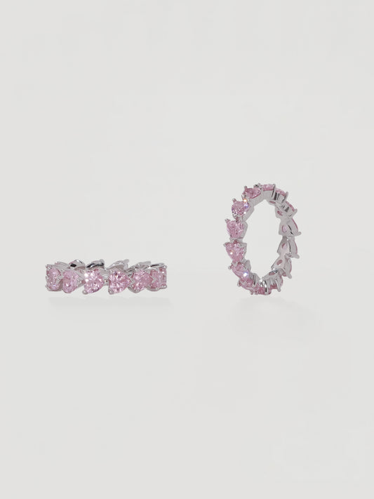 Romantic Pink Heart Crystal Eternity Ring