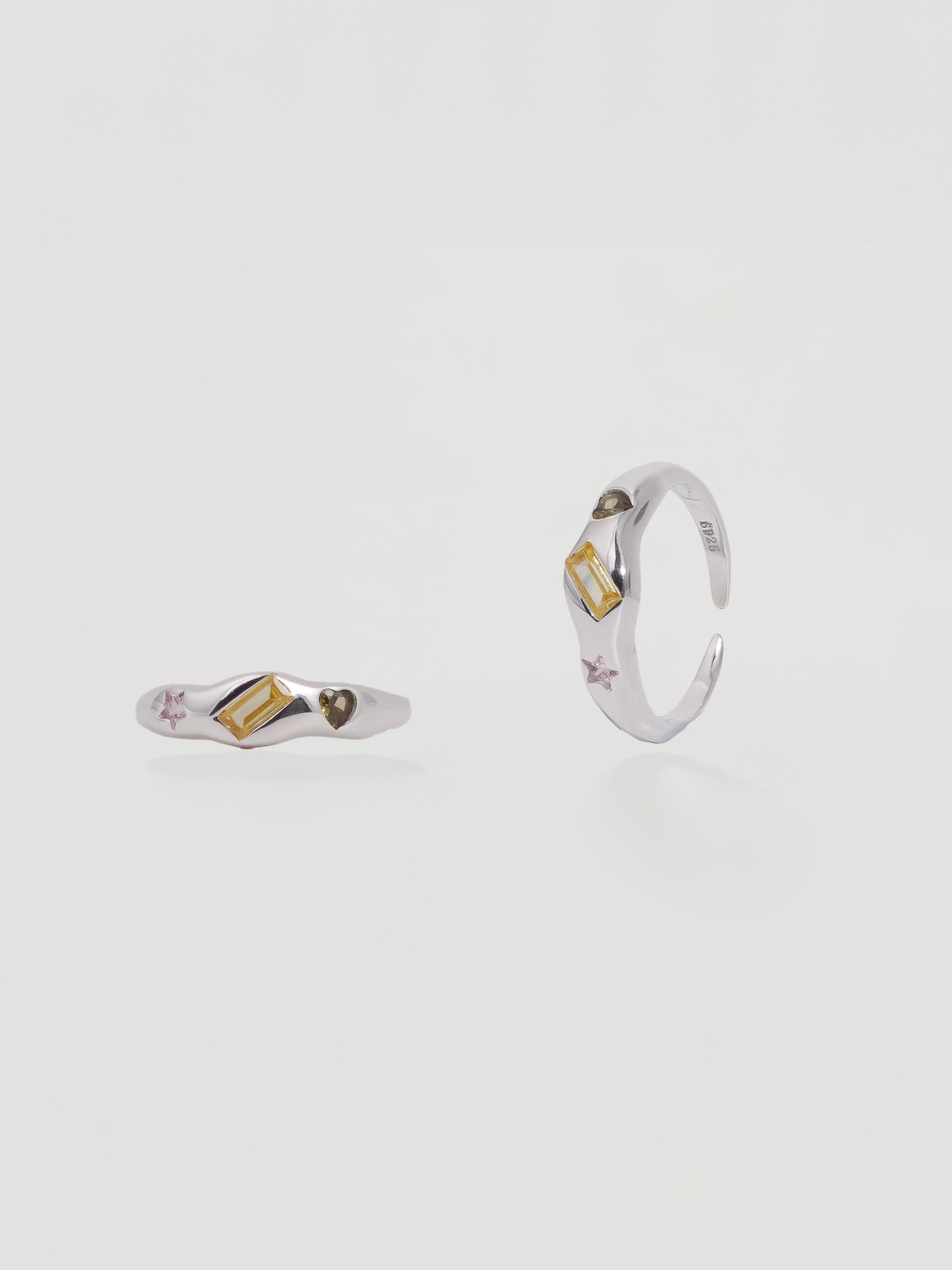 Whimsical Silver Multi-Gem Celestial Ring