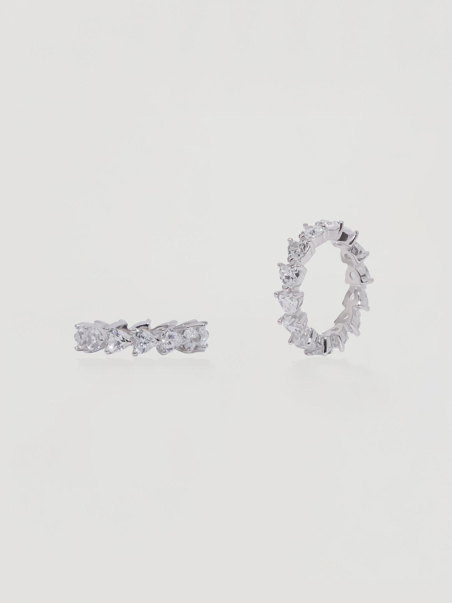 Sparkling Silver Heart Crystal Eternity Ring