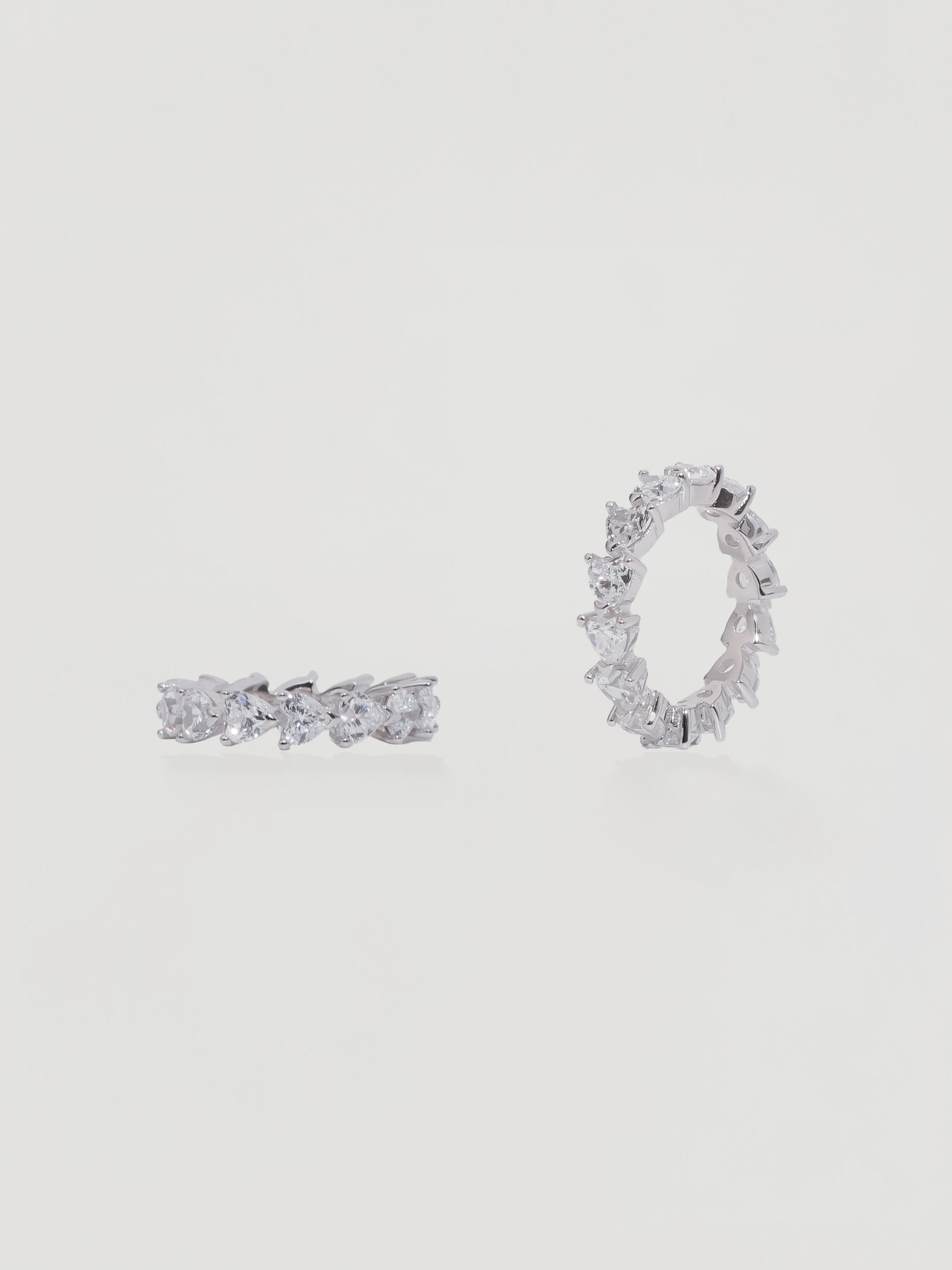 Sparkling Silver Heart Crystal Eternity Ring