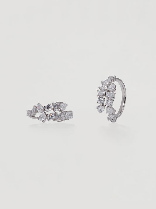 Statement Silver Mixed-Cut Crystal Wrap Ring