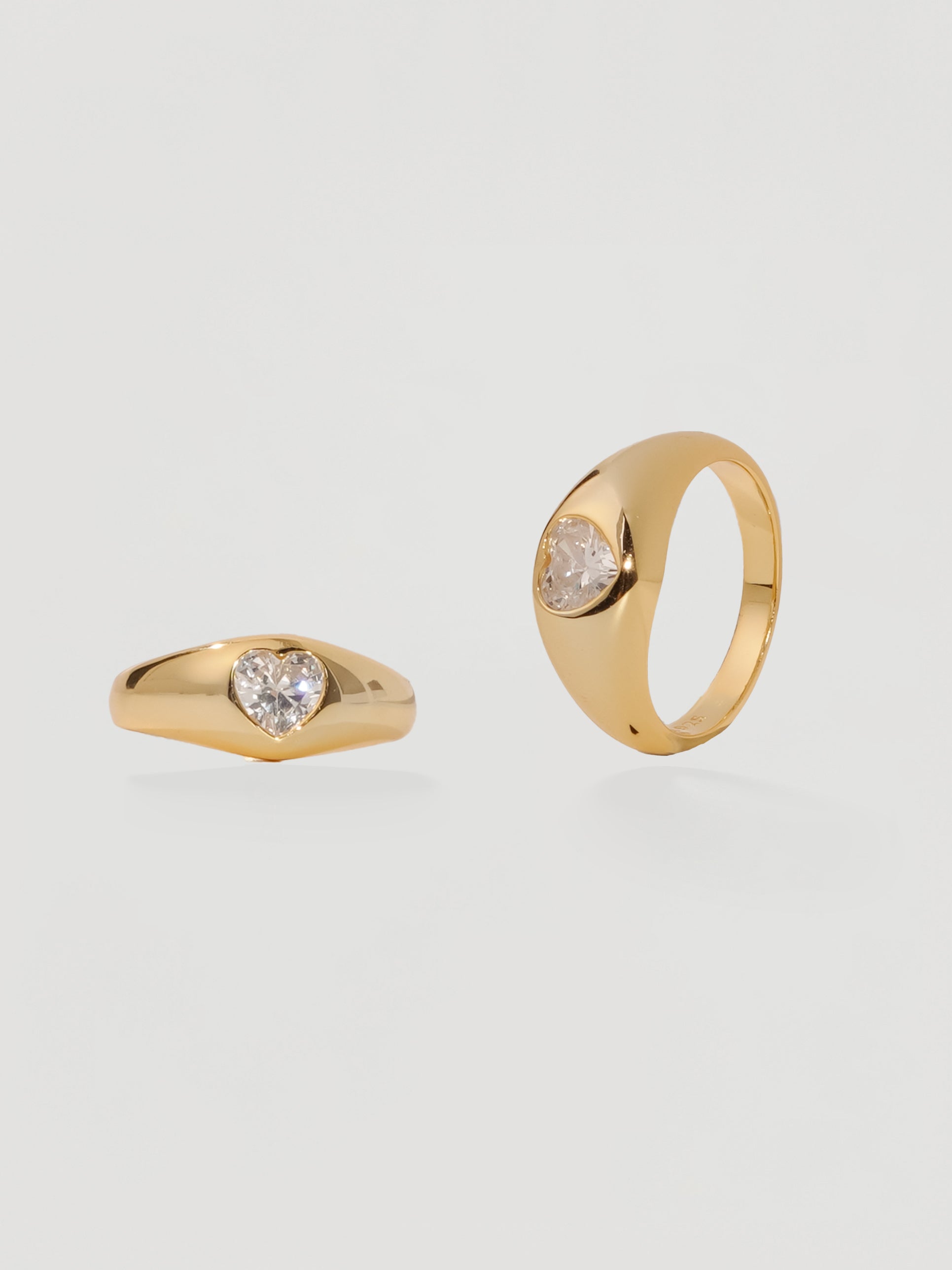 Bold Gold Heart Crystal Signet Ring