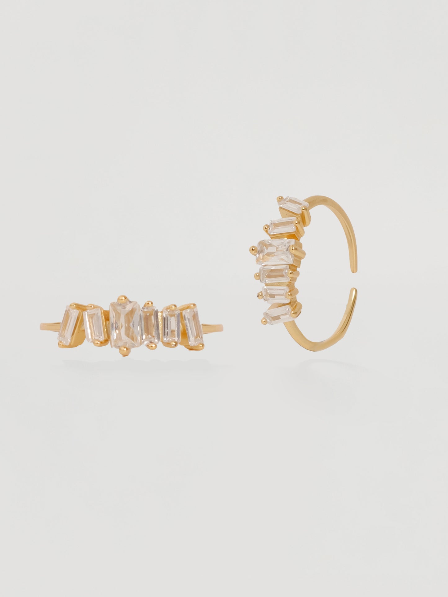 Modern Gold Scattered Baguette Ring