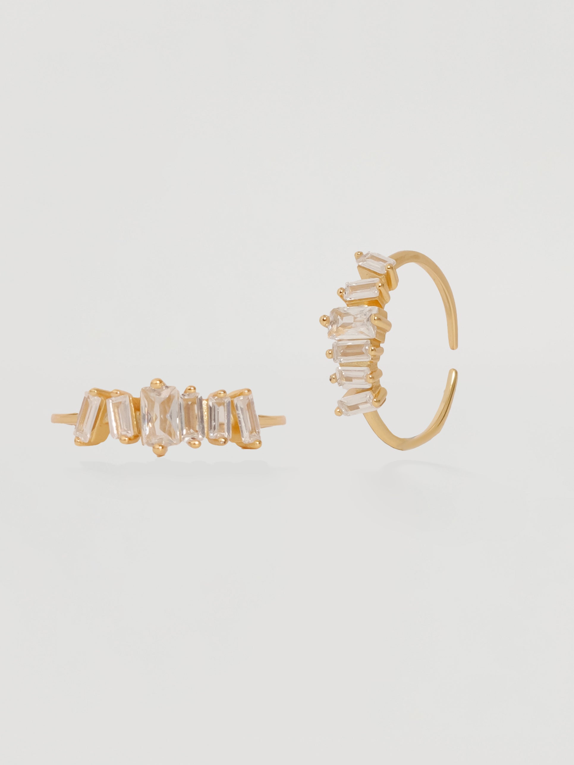 Modern Gold Scattered Baguette Ring