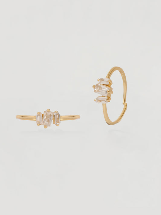 Dainty Gold Baguette Cluster Ring